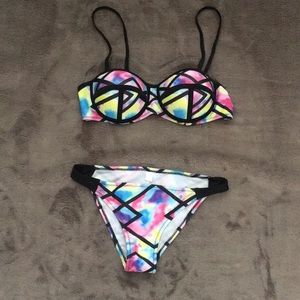 rainbow tie dye geometric bikini